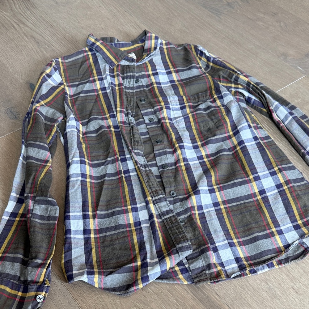 J. Crew Multicolor Green Plaid Button Down Shirt Size Medium